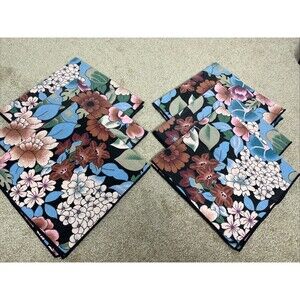 Set Of 6 VTG Bold Mid Century Flowers Print Cloth Napkins 18x18” Table Linens
